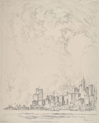 New York from Brooklyn by Joseph Pennell, print, 1910