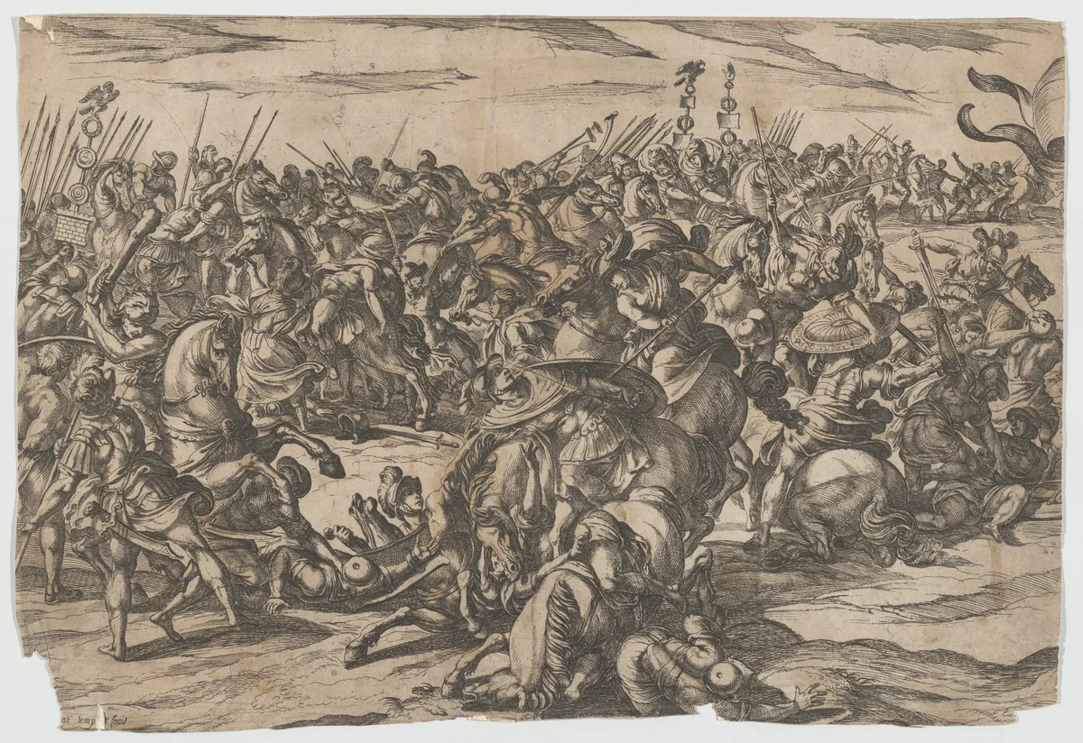 The Death of Camilla by Antonio Tempesta, print, 1555-1630