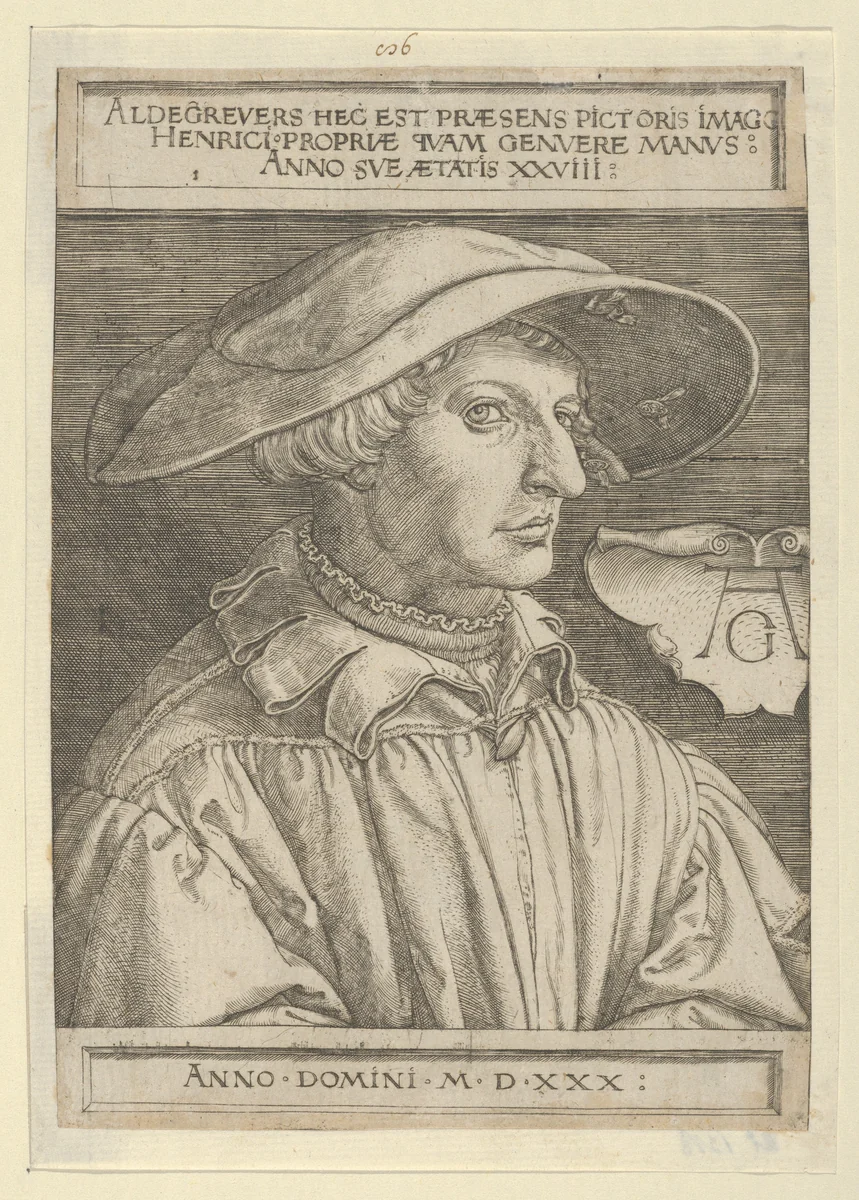 Self-Portrait at Age Twenty-Eight by Heinrich Aldegrever, print, 1530