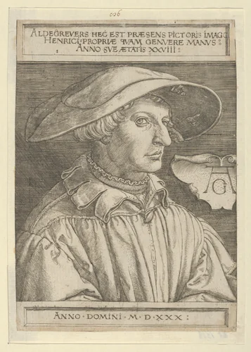 Self-Portrait at Age Twenty-Eight by Heinrich Aldegrever, print, 1530