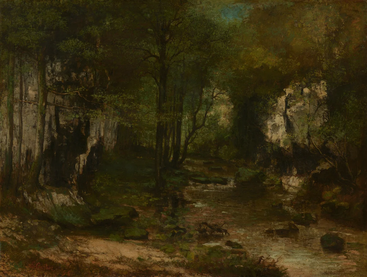 The Stream (Le Ruisseau du Puits-Noir; vallée de la Loue) by Gustave Courbet, painting, 1855