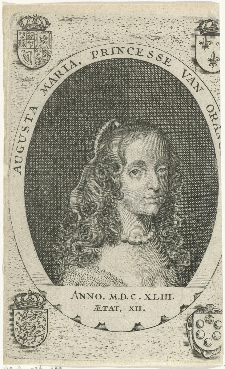 Portret van Maria Henrietta Stuart, prinses van Oranje by Paulus Lesire, print, 1639