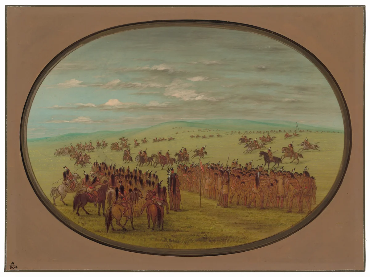 Horse Racing - Minatarrees by George Catlin, painting, 1861-1869