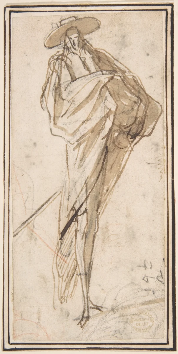 Caricature of a Grandee by anonymous, drawing, 1600-1700