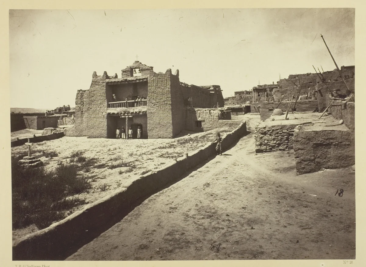 Old Mission Church, Zuni Pueblo, N.M. View from the Plaza by Timothy O'Sullivan, photograph, 1873