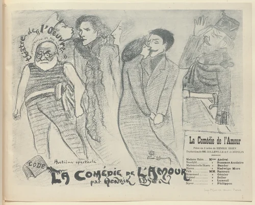 Program for The Comedy of Love (La Comédie de l'amour) from The Beraldi Album of Theatre Programs by Ernest La Jeunesse, print, 1897