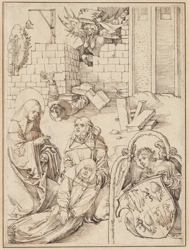 Saint Benedict Reviving a Monk Killed by the Devil by Hans Leonard Schäufelein, drawing, 1505
