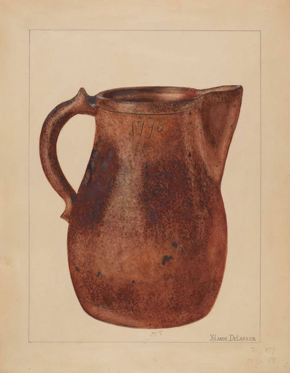 Pitcher by Yolande Delasser, index of american design, 1937