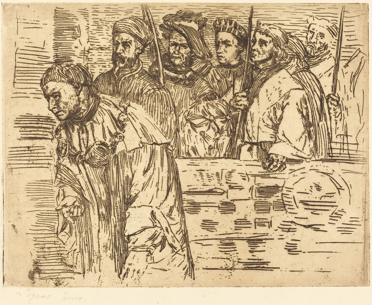 Archers (Les archers) by Alphonse Legros, print, 1862