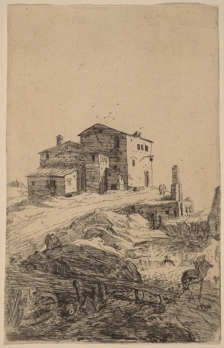 The Inn near Prima Porta by Bartholomeus Breenbergh, print, 1599-1657