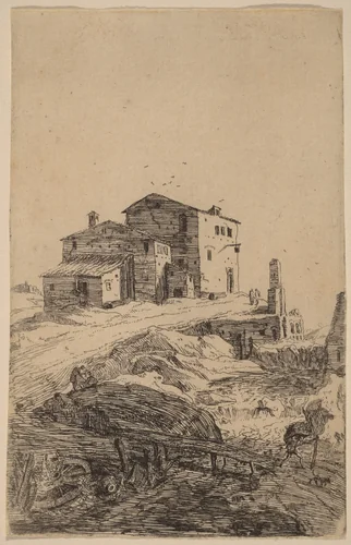 The Inn near Prima Porta by Bartholomeus Breenbergh, print, 1599-1657