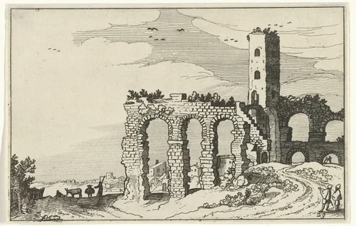 Ruïne van aquaduct by anonymous, print, 1618