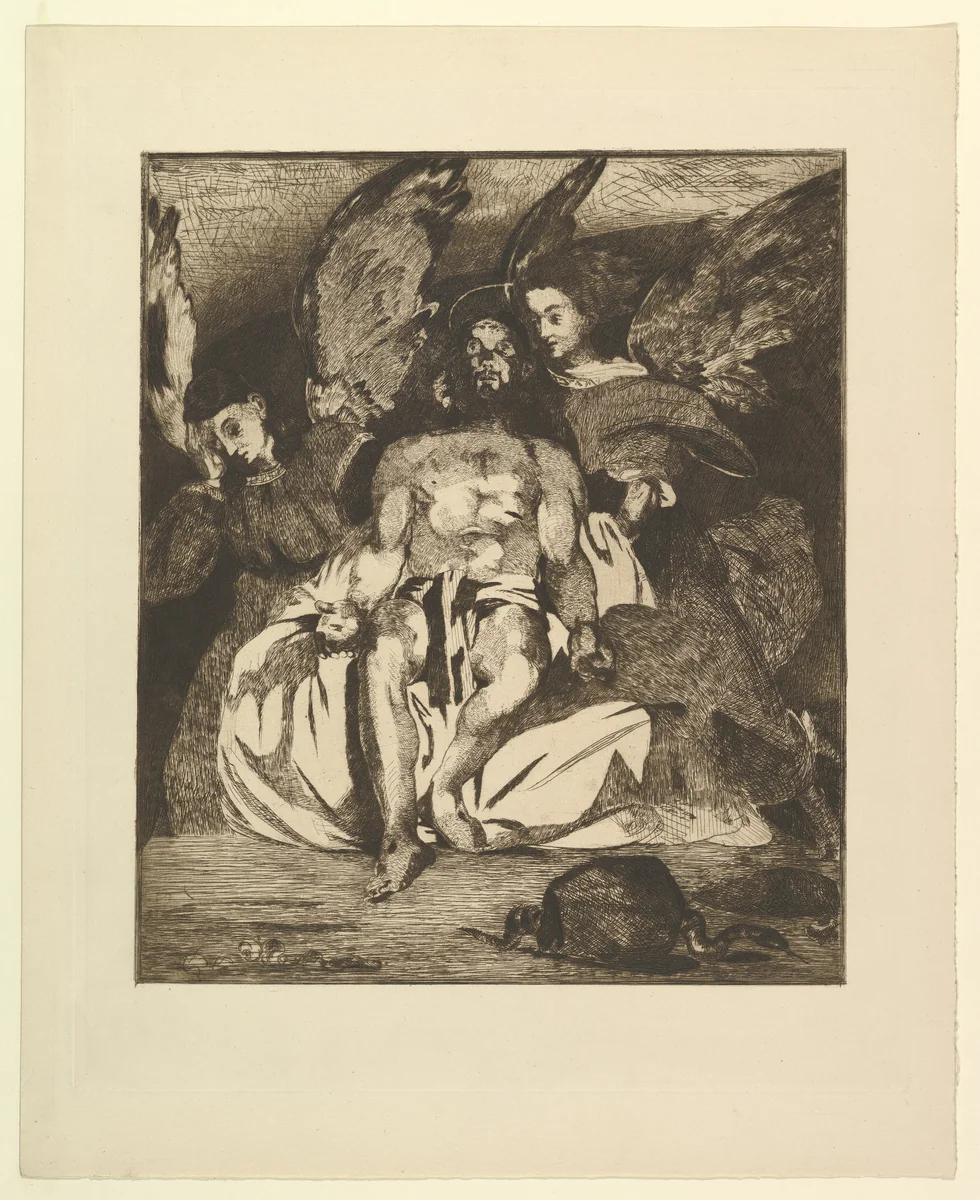 Dead Christ with Angels by Edouard Manet, print, 1866-1867