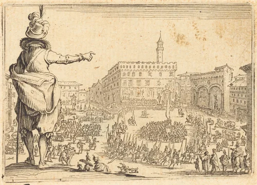 Piazza della Signoria, Florence by Jacques Callot, print, 1622