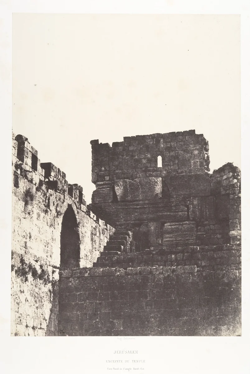 Jérusalem, Enceinte du Temple, Face Nord de l'angle Nord-Est by Auguste Salzmann, photograph, 1854-1859