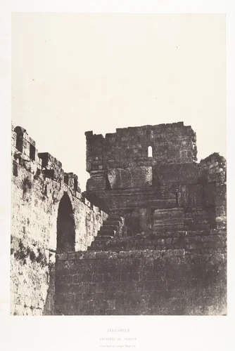 Jérusalem, Enceinte du Temple, Face Nord de l'angle Nord-Est by Auguste Salzmann, photograph, 1854-1859