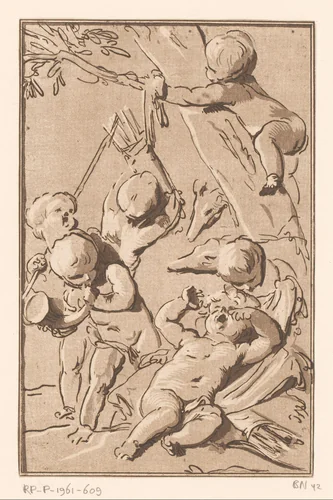 Amors in rust na de jacht by François Philippe Charpentier, print, 1772-1817