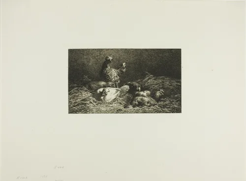 Chickens in Their Roost by Charles-Émile Jacque, print, 1864-1866