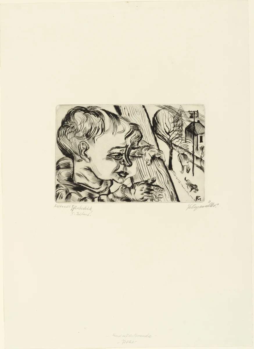 Child on the Veranda (Son Titus) (Kind auf der Veranda (Sohn Titus)) by Conrad Felixmüller, print, 1921