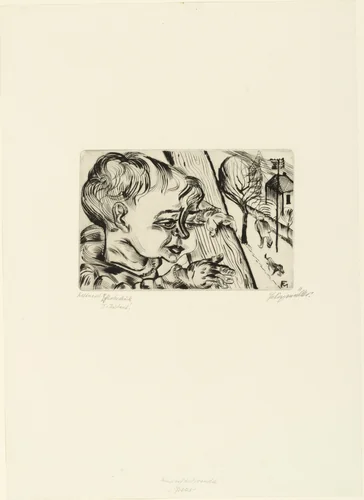 Child on the Veranda (Son Titus) (Kind auf der Veranda (Sohn Titus)) by Conrad Felixmüller, print, 1921
