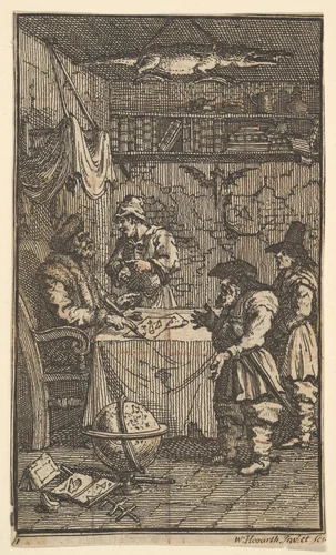 Hudibras Visiting Sidrophel (Seventeen Small Illustrations for Samuel Butler's Hudibras, no. 11) by William Hogarth, print, 1721-1726