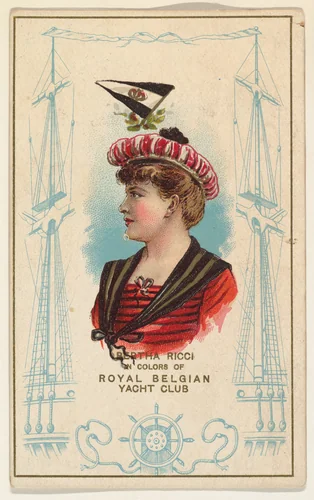 Bertha Ricci in Colors of Royal Belgian Yacht Club, from the Yacht Colors of the World series (N140) issued by Duke Sons & Co. to promote Honest Long Cut Tobacco by W. Duke, Sons & Co., print, 1890
