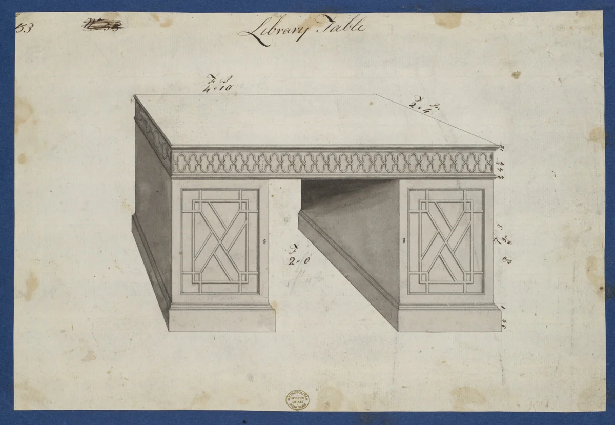 Library Table, from Chippendale Drawings, Vol. II by Thomas Chippendale, drawing, 1753