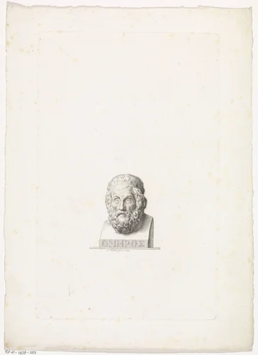 Borstbeeld van de Griekse dichter Homerus by P. Mottet, print, 1818