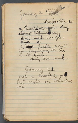 Sketchbook, page 016: Notes by Maurice Prendergast, book, 1905-1910