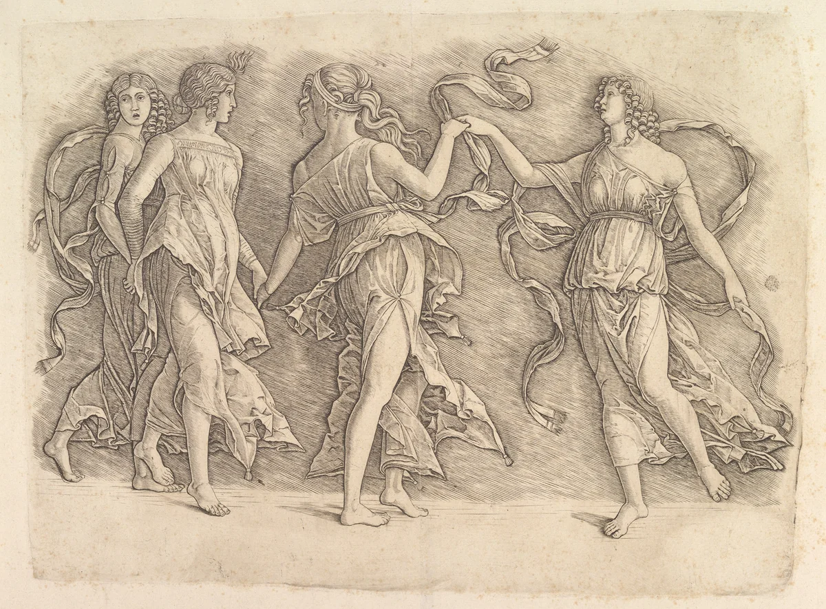 Four Dancing Muses by Gian Marco Cavalli, print, 1492-1502
