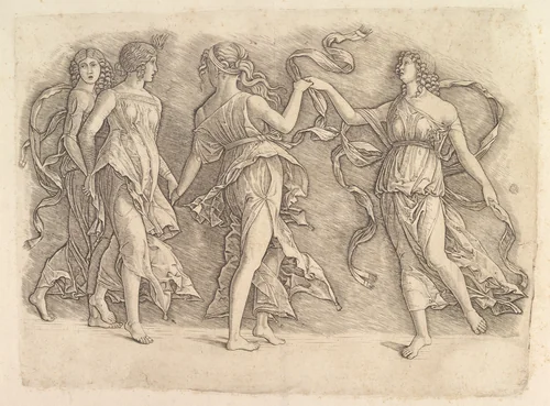 Four Dancing Muses by Gian Marco Cavalli, print, 1492-1502
