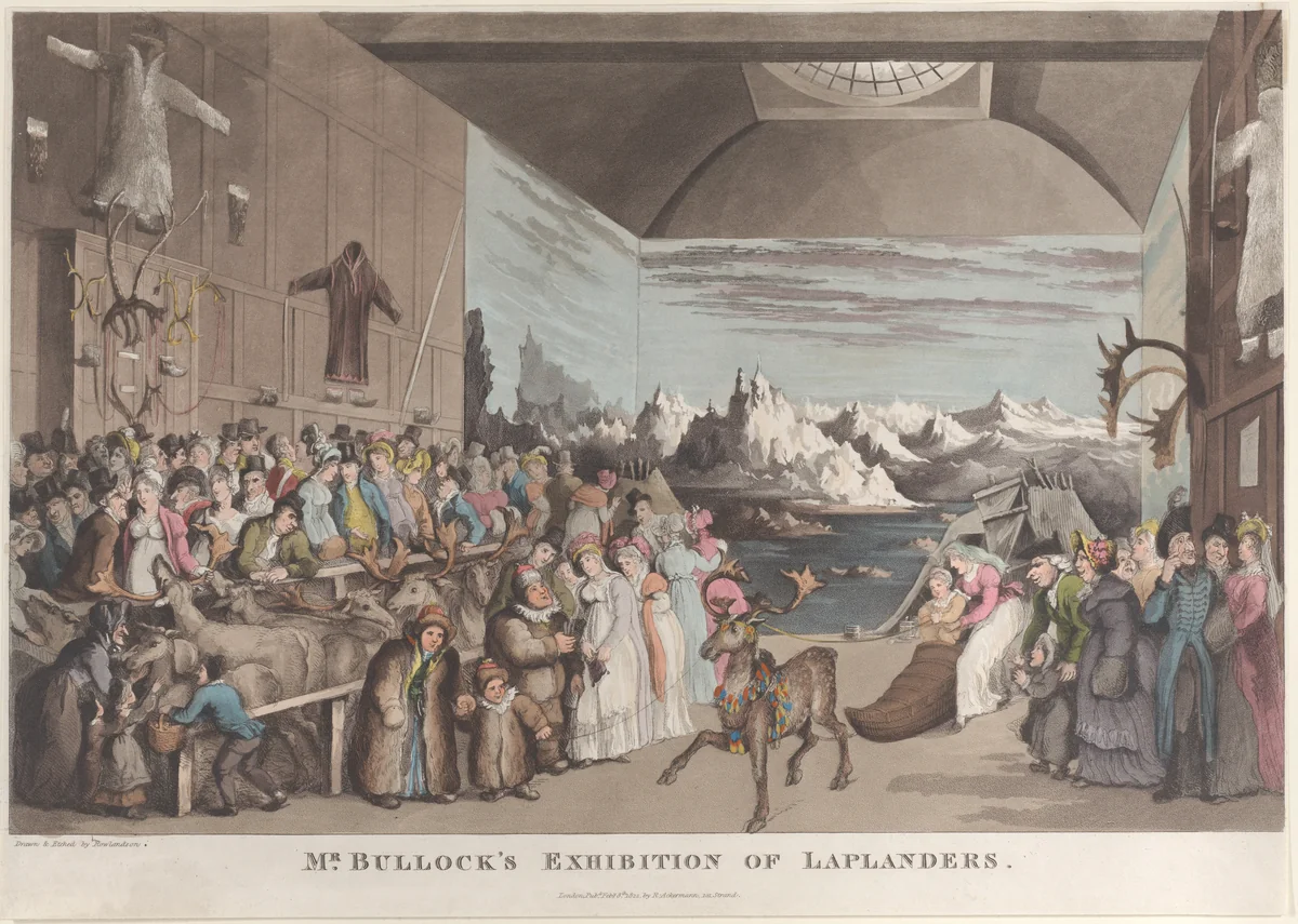 Mr. Bullock's Exhibition of Laplanders by Thomas Rowlandson, print, 1822