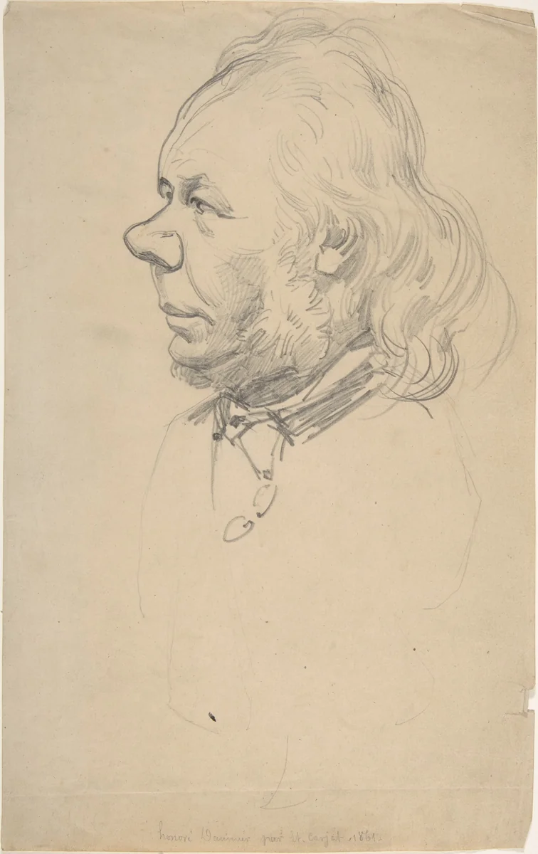 Portrait of Honoré Daumier by Etienne Carjat, drawing, 1861