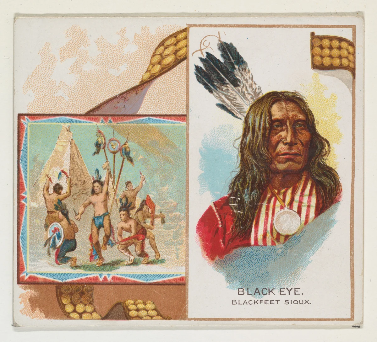Black Eye, Blackfeet Sioux, from the American Indian Chiefs series (N36) for Allen & Ginter Cigarettes by Allen & Ginter, print, 1888