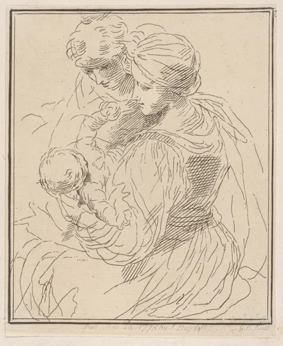 Madonna and Child with Saint Anne by Giuseppe Canale, print, 1775