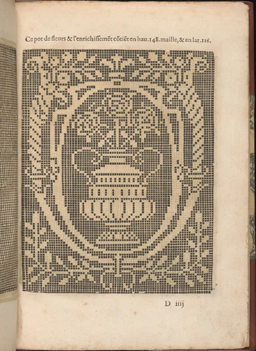 Les Secondes Oeuvres, et Subtiles Inventions De Lingerie du Seigneur Federic de Vinciolo Venitien, page 16 (recto) by Federico de Vinciolo, book, 1603