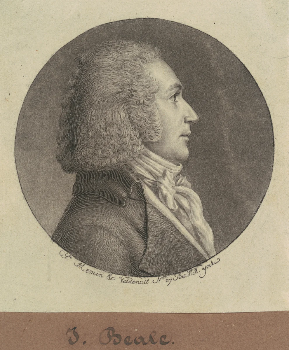 J. Beale by Charles B. J. Févret de Saint-Mémin, print, 1796-1797