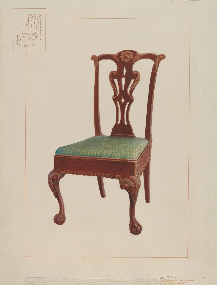 Mahogany Chair by Edward L. Loper, index of american design, 1937