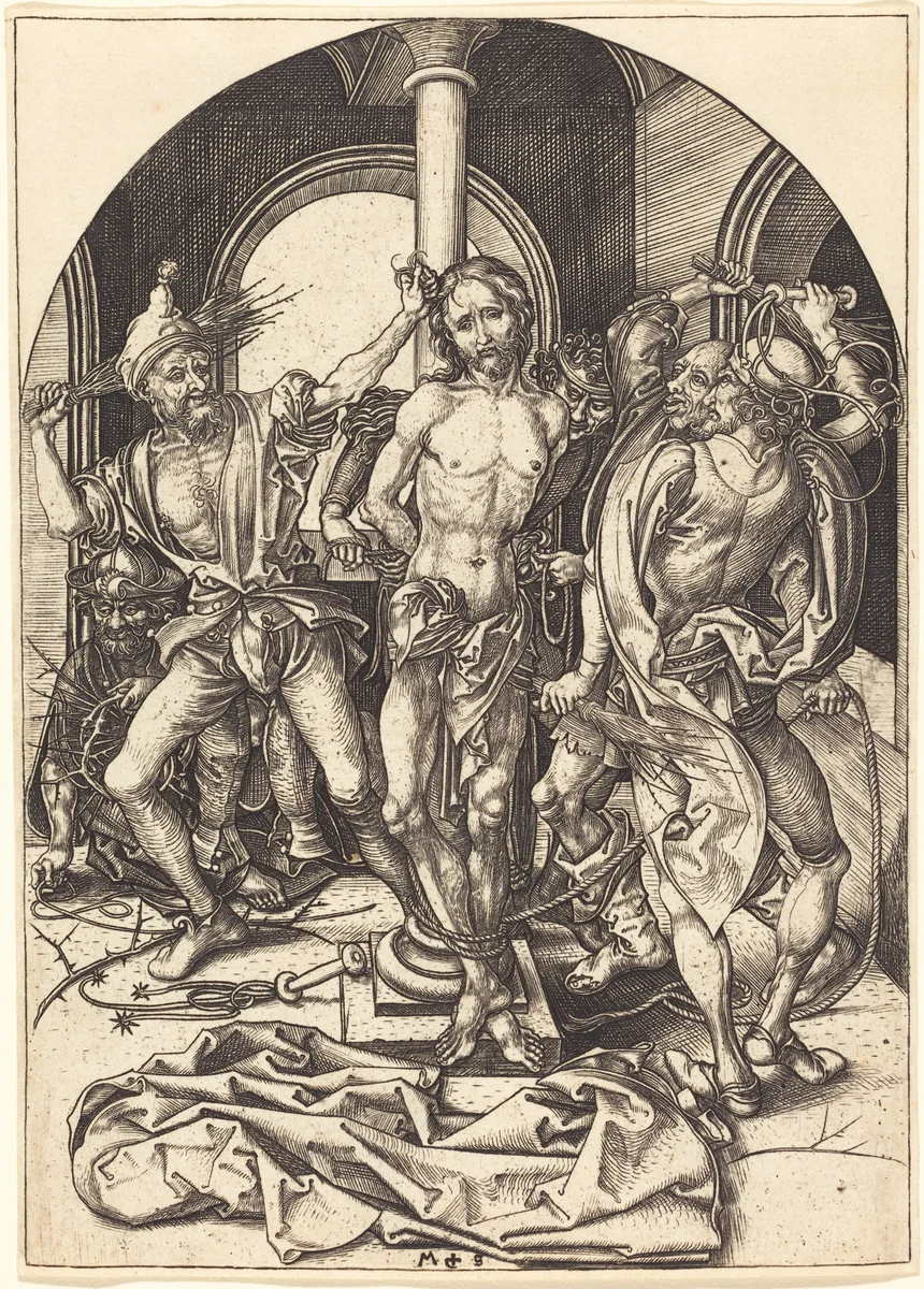 The Flagellation by Martin Schongauer, print, 1480