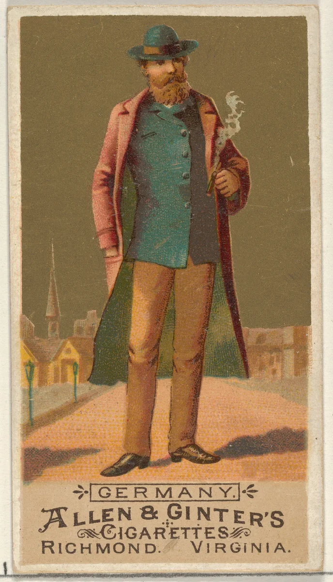 Germany, from the Natives in Costume series (N16) for Allen & Ginter Cigarettes Brands by Allen & Ginter, print, 1886