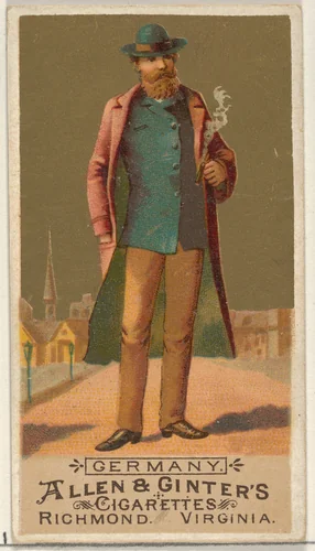Germany, from the Natives in Costume series (N16) for Allen & Ginter Cigarettes Brands by Allen & Ginter, print, 1886