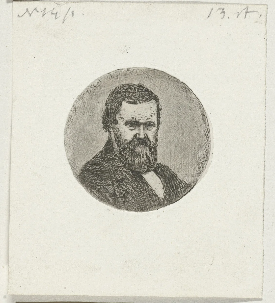 Portret van Cornelis Ouboter van der Grient by Cornelis van der Griendt, print, 1865