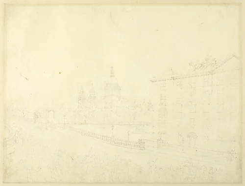 Study for Fire in London, from Microcosm of London by Augustus Charles Pugin, drawing, 1807-1808