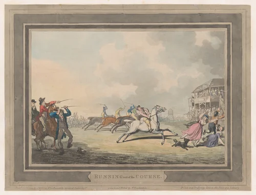 Running out of the Course by Thomas Rowlandson, print, 1799