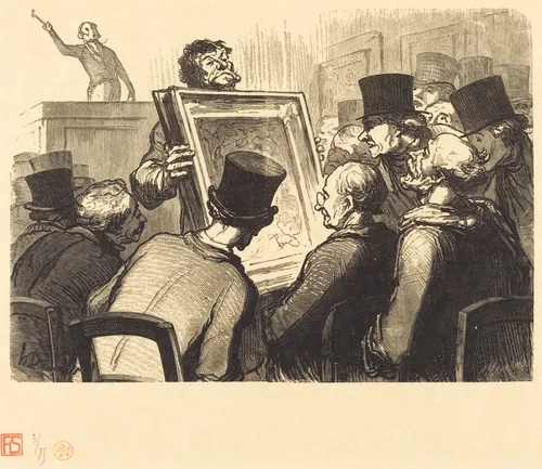Les Amateurs de tableaux a l'hotel Bouillon by Charles Maurand; Honoré Daumier, portfolio, 1862