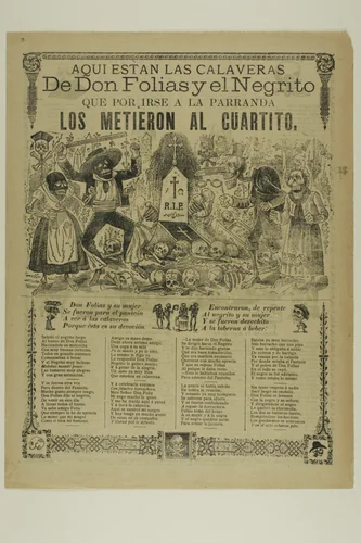 Aquí están las calaveras de Don Folias y el Negrito (Here Are the Calaveras of Don Folias and El Negrito) by José Guadalupe Posada, print, 1872-1913