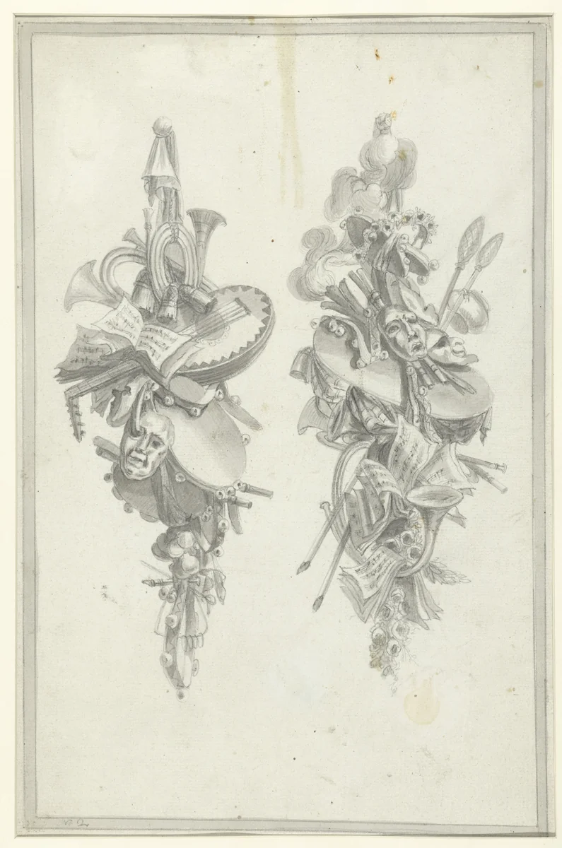 Attributen der muziek by anonymous, drawing, 1770-1850