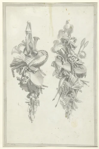 Attributen der muziek by anonymous, drawing, 1770-1850