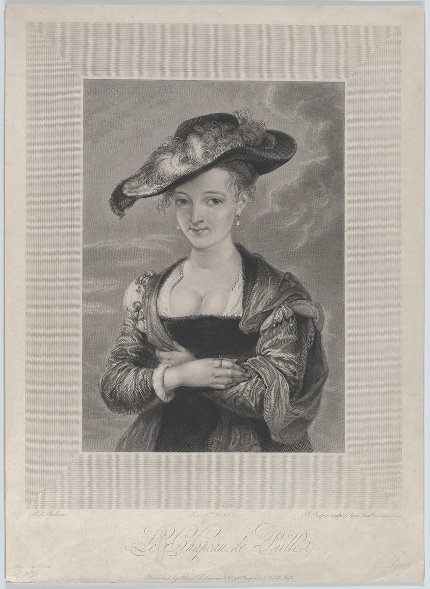 The Straw Hat (Le Chapeau de Paille), Portrait of Susanna Lunden by Robert Cooper, print, 1823