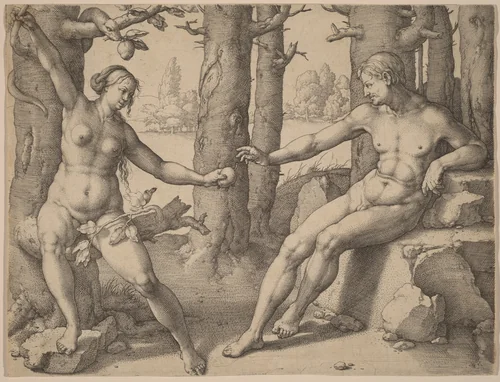 The Fall of Man by Lucas van Leyden, print, 1530